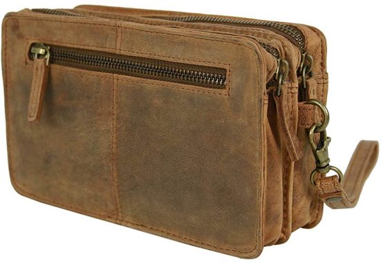 Wallet Mens Leather Business Style Clutch Bag with Wrist Strap Js - Image 4