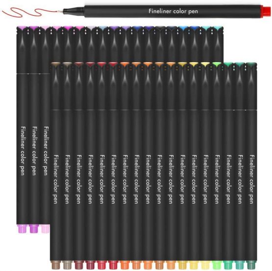 Fineliner Pens, Surcotto 24 Colour Fine Point Pens Set 0.4mm Fine Tip colouring pens for Sketch Writing Drawing