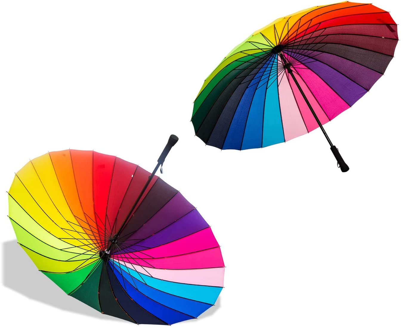 ThreeH Rainbow Golf Umbrella Large Size 24Ribs High Density Canopy for Resistant Heavy Rain and Wind Oversized KS07,Rainbow - Image 2