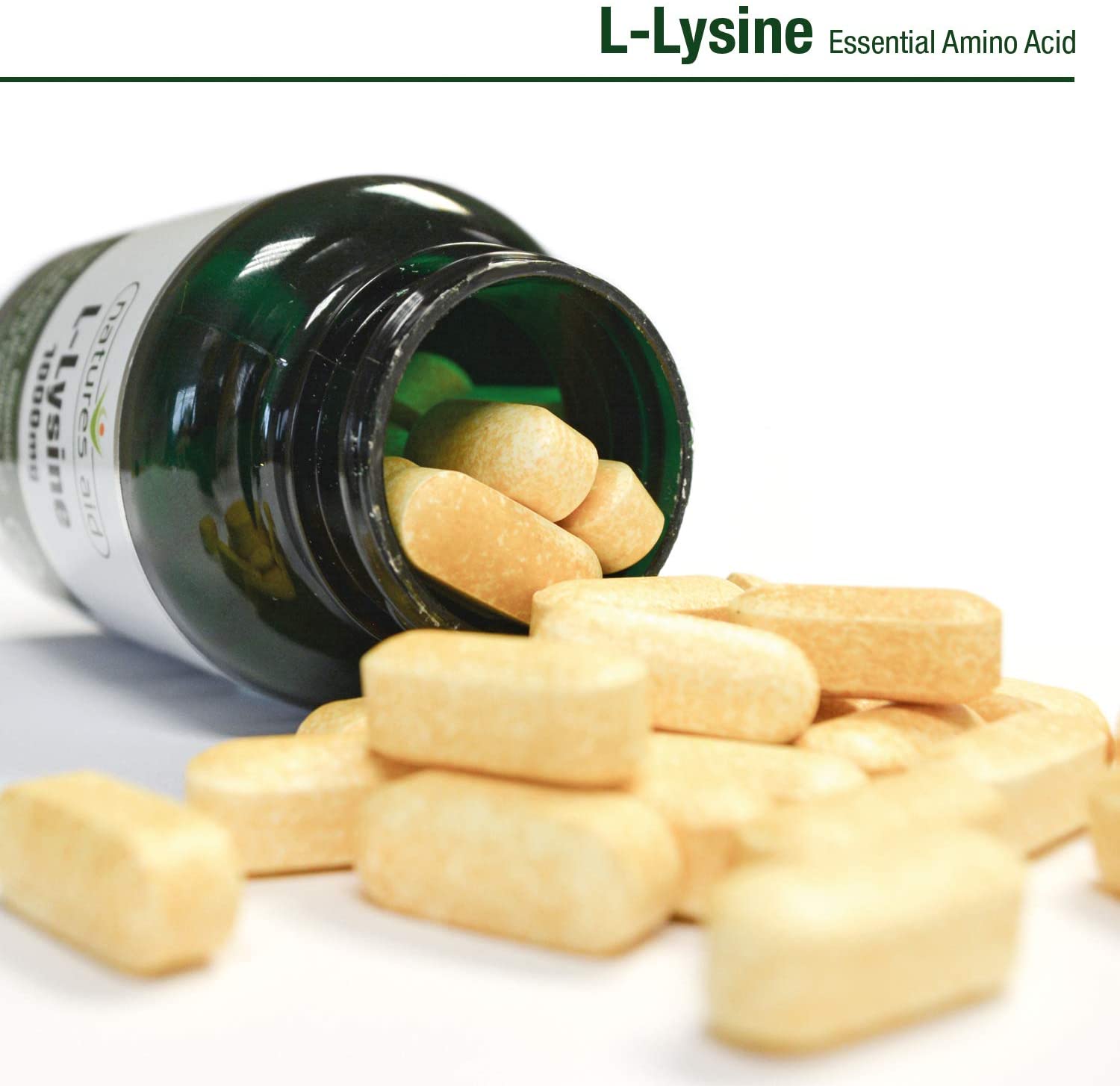 Natures Aid L-Lysine 1000mg, High Strength Essential Amino Acid, Supports Immune System, Muscle Recovery, Collagen - Image 3