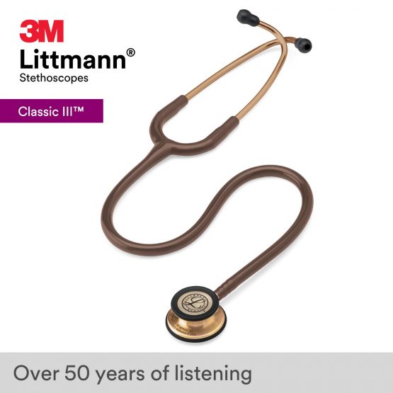 3M Littmann Classic III Stethoscope, Copper-Finish Chestpiece, Chocolate Tube, 69 cm, 5809 - Image 2