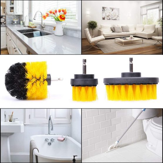 Drill Brush for Cleaning Attachment Set 10 pieces with Power Scrubber Nylon Brush,Pads connector,Scrub Pads - Image 4