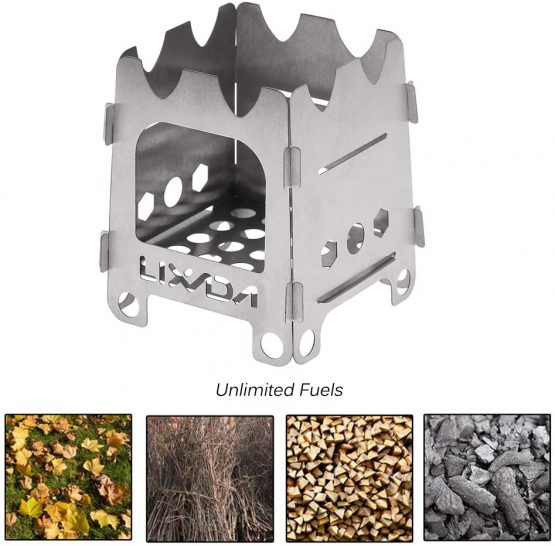 Lixada Camping Stove Stainless Steel Lightweight Wood Stove Alcohol Stove Burner for Portable Outdoor Camping Cooking Picnic BBQ - Image 3