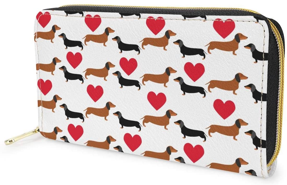 MODEGA Dachshund Design Leather Wallets for Women Fashion Travel Business Shopping Money Clips Handbag Purse Zipper Clutch Bag Birthday Gift for Girls - Image 2