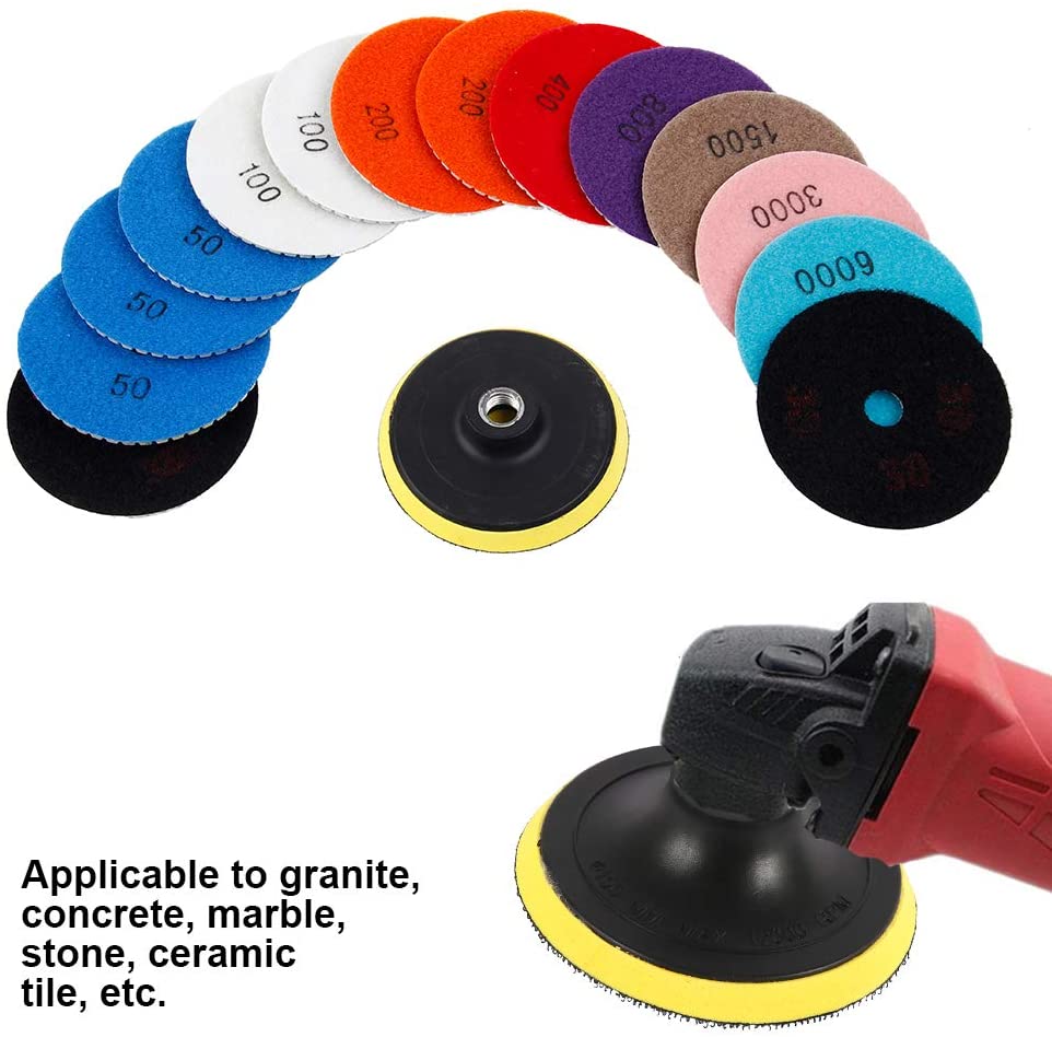 15pcs Diamond Polishing Pads Kit 4 inch 100mm Wet/Dry for Granite Stone Concrete Marble Polishing Use Grinding Discs Set for Granite Marble Concrete Stone Buffing Polishing - Image 3