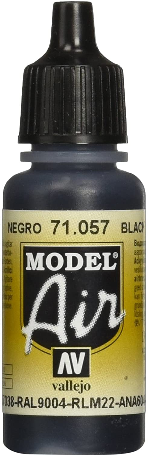 Vallejo Model Air Acrylic Paint, Matte Black Finish, 18 ml for Airbrush Ideal for Modeling and Miniatures