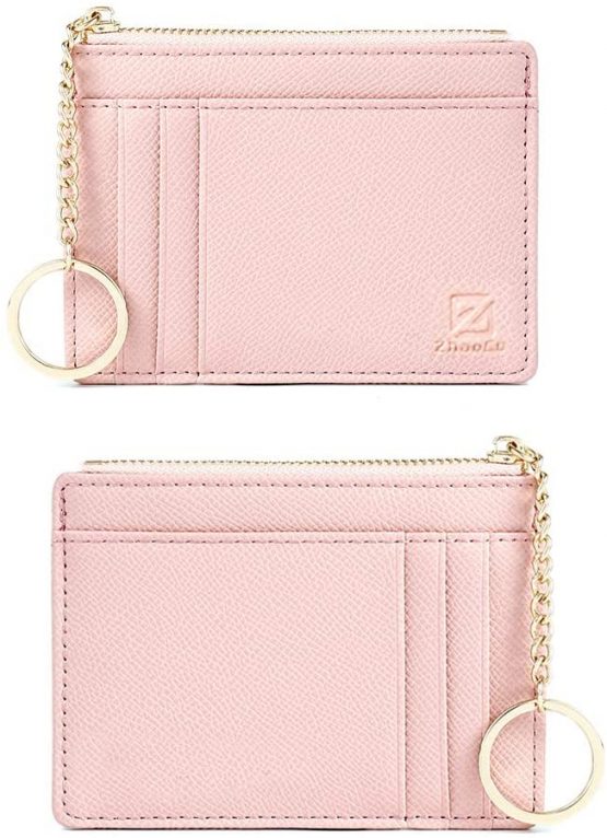 Coin Purse for Women, ZhaoCo PU Leather Zipper Womens Wallet Small Change Wallet Card Purse Cash Holder Organizer Coin Purse for Ladies Girls - Pink - Image 4