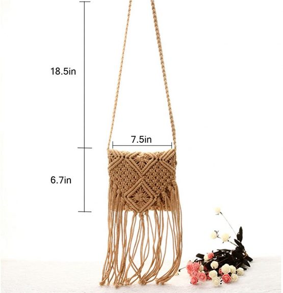 Millya Fringe Tassel Crossbody Shoulder Bag Straw Woven Handmade Boho Beach Travel Handbag for Women - Image 2
