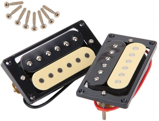 Yibuy Black & Creamy-white Neck & Bridge Humbucker Pickups for Electric Guitar