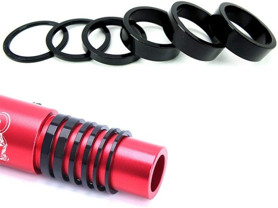 CYSKY Bike Headset Spacer 6 Pcs Aluminium MTB Road Bicycle Stem Threadless Headset Spacers Kit for 1 1/8 Inch Stem 2mm 3mm 5mm 10mm x 3(Black)