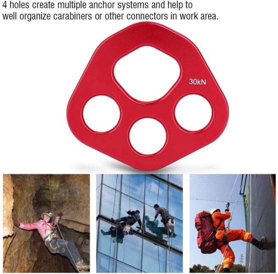 Rigging Plate 4 Holes Aluminum Red Rescue Rock Climbing Mountaineering Equipment Multi Anchor Point Connector Gear - Image 3