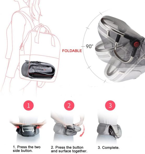 Bebamour Baby Carrier Newborn to Toddler, 6 in 1 Baby Carrier for 0-36 Months, 100% Cotton, Foldable Baby Hipseat Attached 3pcs Baby Drool Bibs (Noble Grey) - Image 2