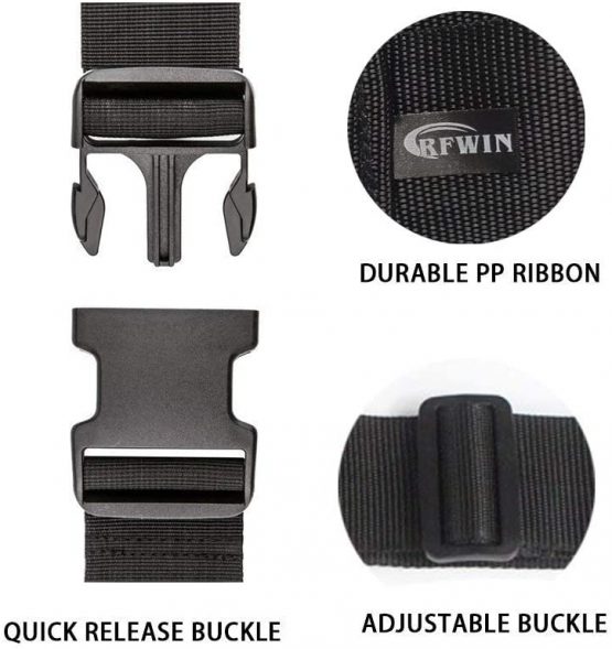 Luggage Straps Suitcase Belts, RFWIN Adjustable Black Travel Packing Belt with Buckle Closure (2 Pack Black) - Image 2