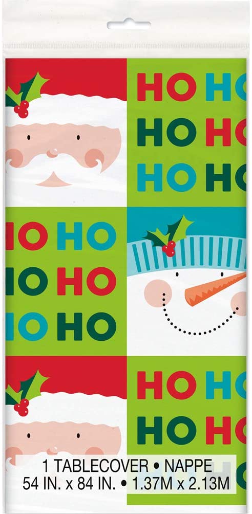 Unique Party 77103 - Plastic Holly Santa Christmas Tablecloth, 7ft x 4.5ft, Multicolor, 83.9 x 53.9 inch (Rectangular) - Image 2