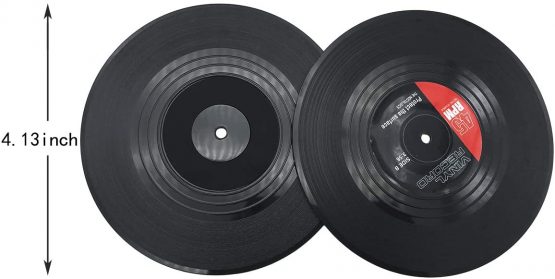 DIFLY 6 PCS Retro CD Record Vinyl Coasters Cup Mat for Coffee Drink Tableware Non-Slip Coasters - Image 4