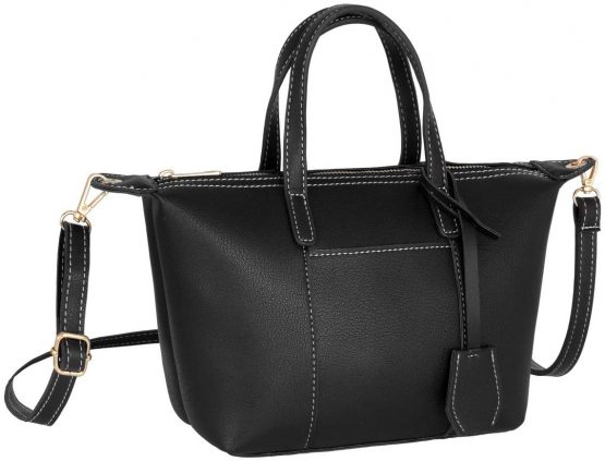 CRAZYCHIC - Women's Small Tote Shopper Bag - Shoulder Crossbody Bags PU Faux Leather - Top Handle Shopping Bags - Fashion Elegant Ladies Girls City Handbag - Simple Light Everyday Use - Black - Image 4