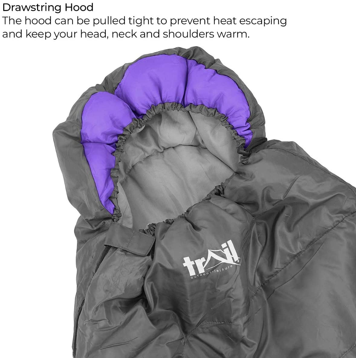 Trail Envelope Sleeping Bag With Snug Hood, Single Adult, 3 Season, Water-Resistant, Lightweight With Compact Bag, Outdoor - Image 4