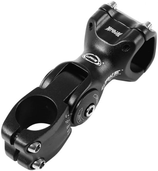 FOMTOR Adjustable Bike Stem 31.8mm 0~60 Degree WAKE Adjustable Handlebar Stem MTB Stem for Mountain Bike Road MTB (31.8mm x 90mm,Black)