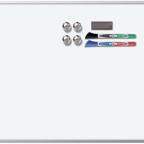 Nobo Rexel Magnetic Dry Wipe Personal Whiteboard, 585 x 430 mm, Aluminium Trim, Includes Markers, Eraser, Magnets and Fitting Kit, White, 1903777