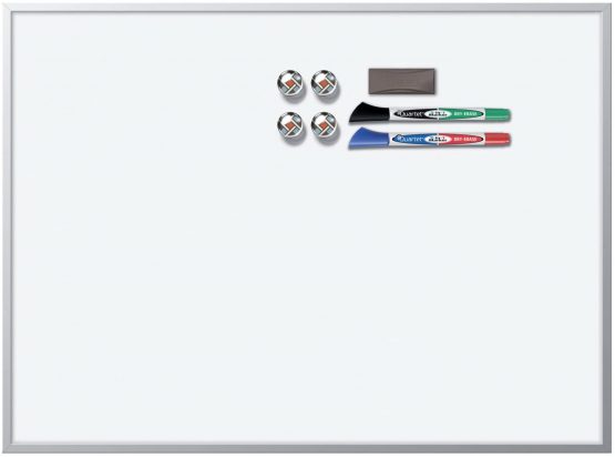 Nobo Rexel Magnetic Dry Wipe Personal Whiteboard, 585 x 430 mm, Aluminium Trim, Includes Markers, Eraser, Magnets and Fitting Kit, White, 1903777