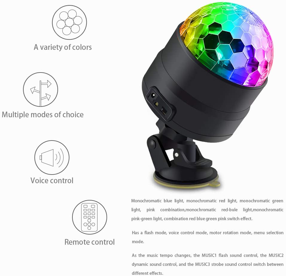 Disco Ball Light, Party Lights Disco Lights, led Mini Colour Stage Light Sound Activated Automatic - Image 2