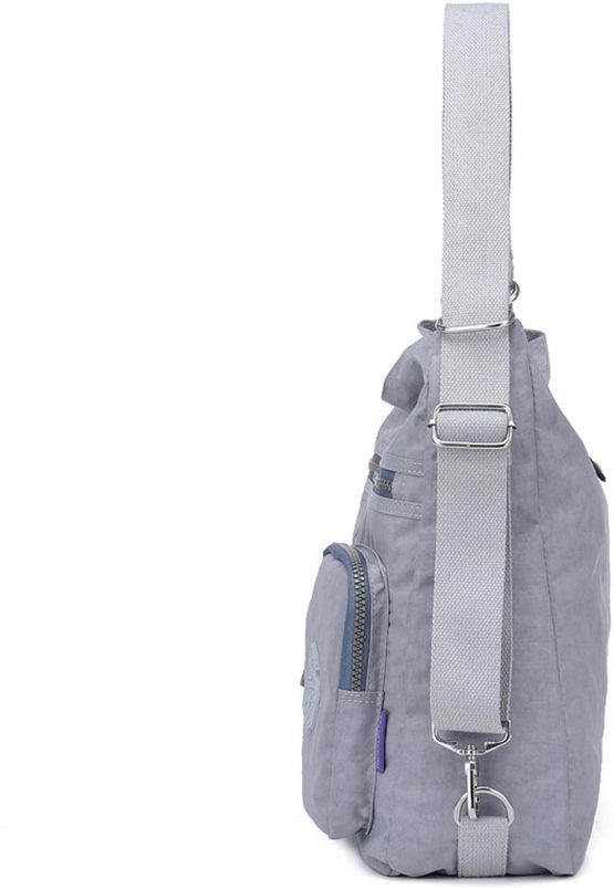 Outreo Girls Messenger Bag Women Handbag Side Shoulder Bag Casual Backpack Sport for Travel Satchel Crossbody Cross Body Bag Nylon (Grey) - Image 4