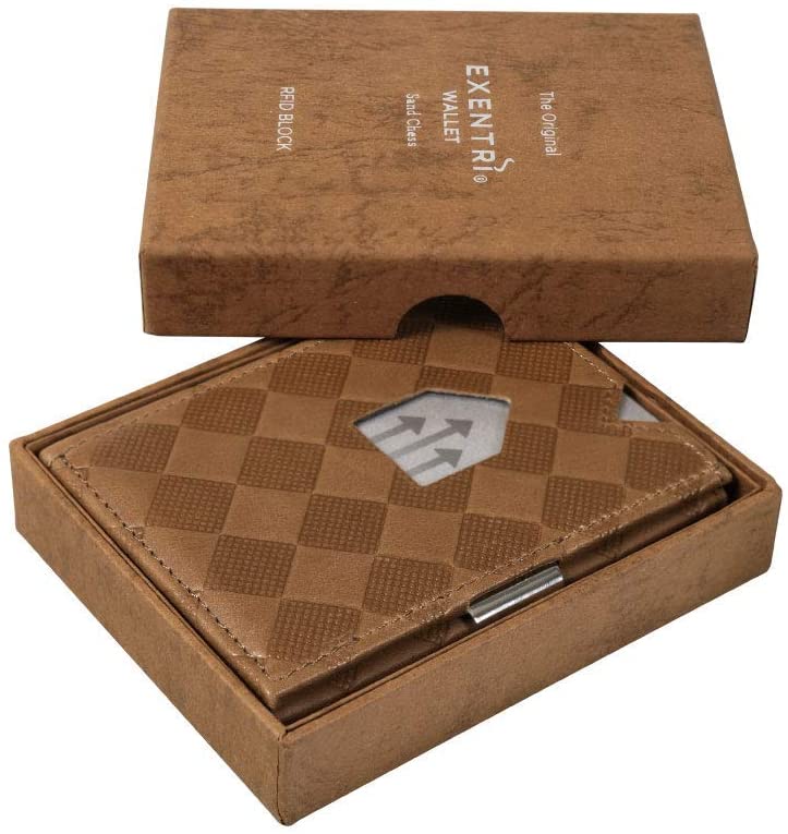 EXENTRI Leather Wallet with RFID Block, Sand Chess, standard size - Image 4