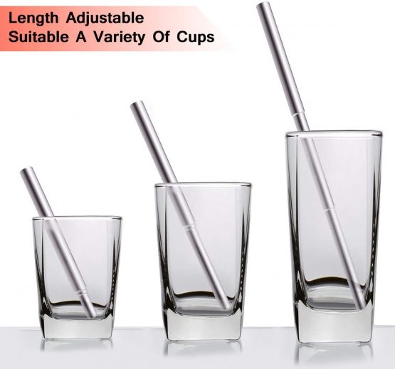 Mlife Rose Gold Foldable Reusable Straws - BPA Free Portable Stainless Steel Metal Drinking Straw with Travel Case & Cleaning Brush & Carabiner - Image 4