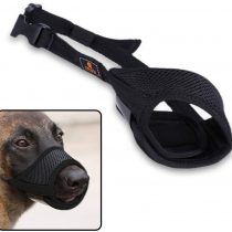 Andiker Dog Mouth Cover Mesh Dog Muzzle with Adjustable Loop and Soft Pad Dog Training Muzzle Prevent for Barking, Biting and Chewing Dog Mouth Guard (black, L)
