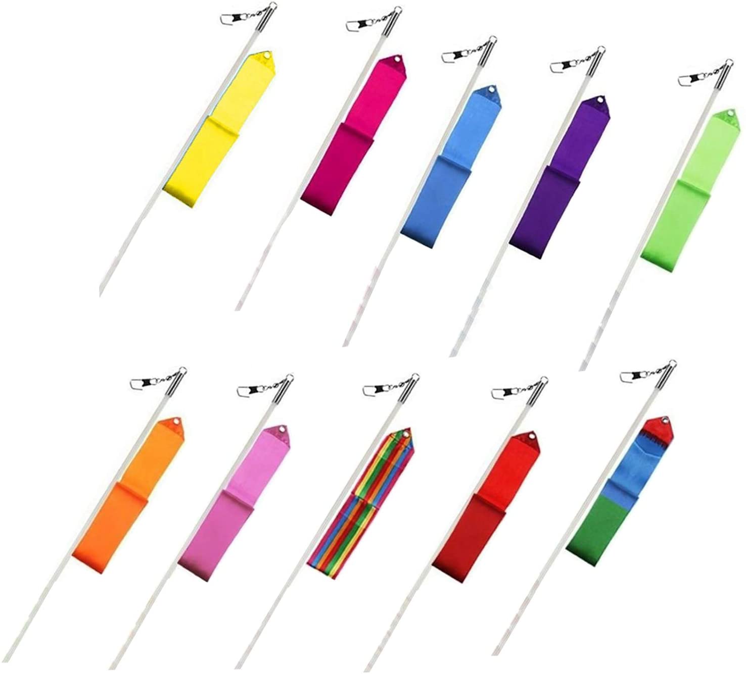 Weddecor Rhythmic Gymnastics Dance Ribbons with Streamer Rod Baton ...