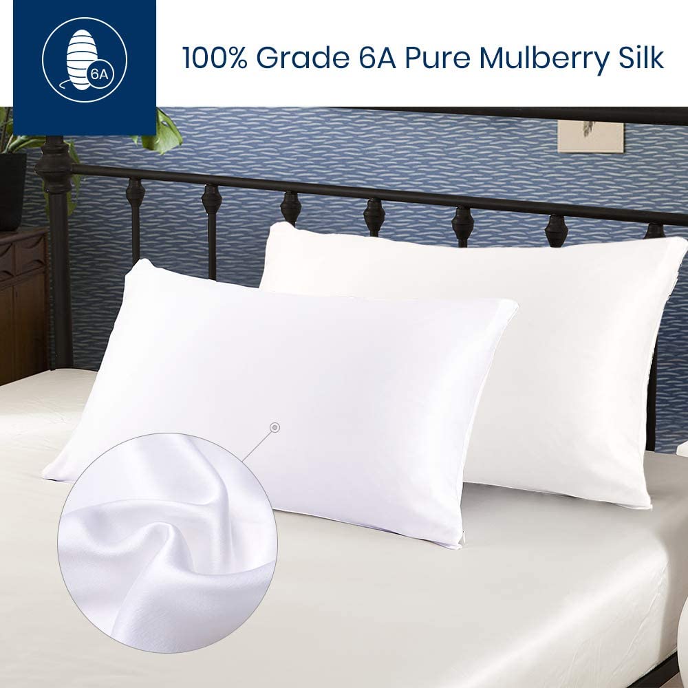 LILYSILK 100 Pure Mulberry Silk Pillowcase Cover for Hair with Cotton Underside Charmeuse Hypoallergenic 1pc White Standard 50x75 cm 19 Momme 30-day Gurantee Bag Package - Image 2