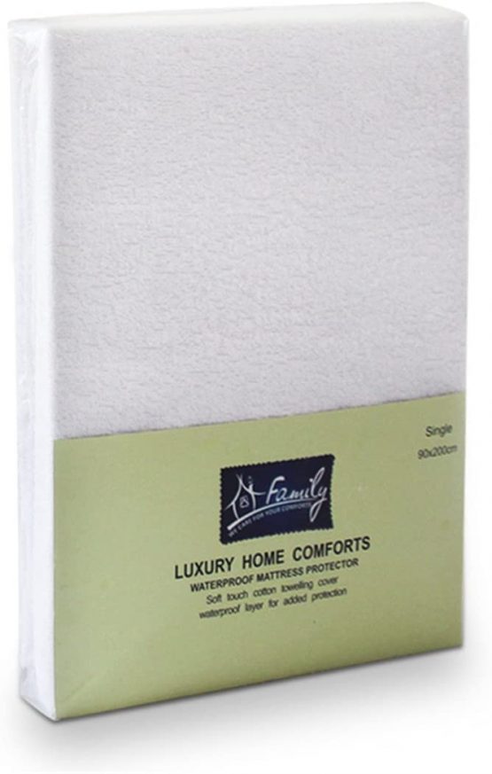 Family Bedding Terry Cotton 100 Percent Waterproof Double Bed Bedding Mattress Protector, 140 cm x 200 cm