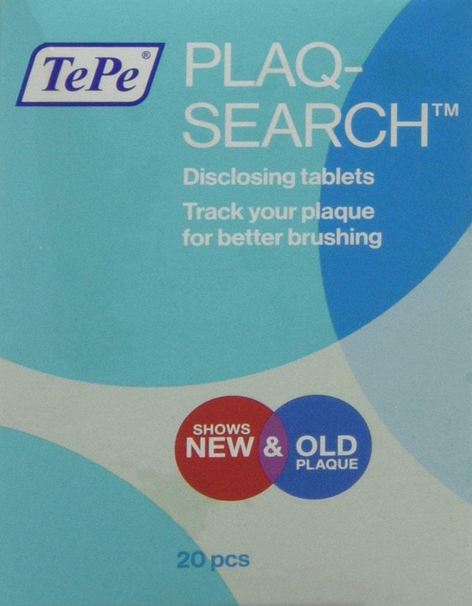 TePe PlaqSearch, 20 Tablets, disclosing Product for Simple self-Check Identification of Plaque, Two-Tone Colour Indicators