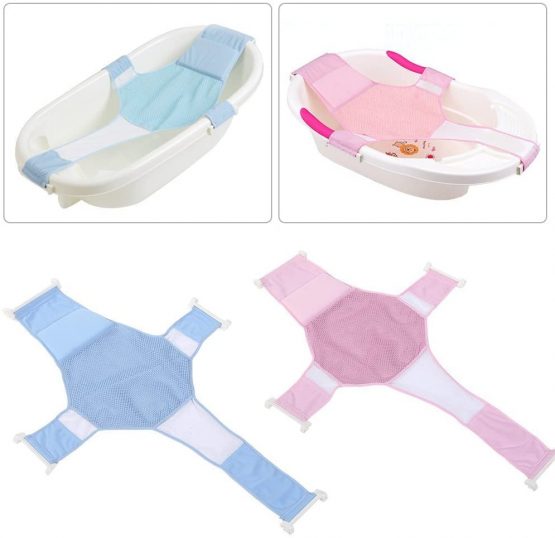Newborn Infant Bath Net Safety Bathtub Seat Support Net Cross Shape Adjustable Mat Pad Baby Toddle Shower Cradle Cotton (Color : Pink) - Image 4