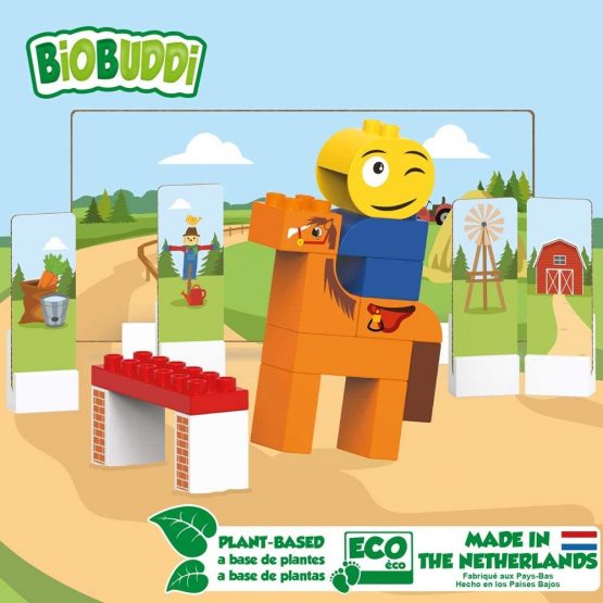 BIOBUDDI BB-0144 Building Horse Riding Play Set, 19 Blocks, 9 Push-Out Cards, Multi-Coloured - Image 4