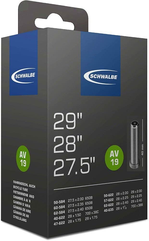 Schwalbe AV15 Tube Schrader (700 x 18-28C) - 27 x 1-28 x 1.10 Inches, Black, 700c x 18-28 (40mm Schrader Valve)