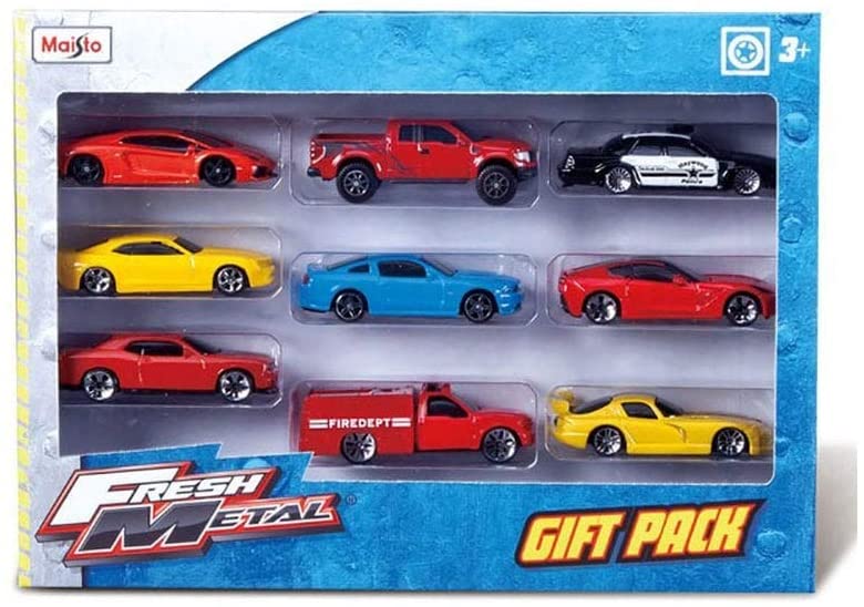 Maisto FRESH METAL 9 PIECE VEHICLE PACK Miniature Car Models - Incredibly Detailed Die-Cast Replica Collectible Model Vehicles