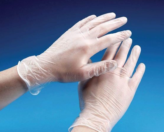 100 Pack Vinyl Disposable Gloves MEDIUM Clear POWDER FREE GLOVES by REAL ACCESSORIES® Multipurpose Disposable Gloves - Image 3