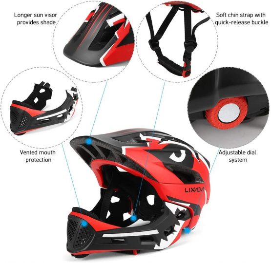 Lixada Kids Full Face Helmet Detachable Children Sports Safety Helmet for Cycling Skateboarding Roller Skating - Image 3