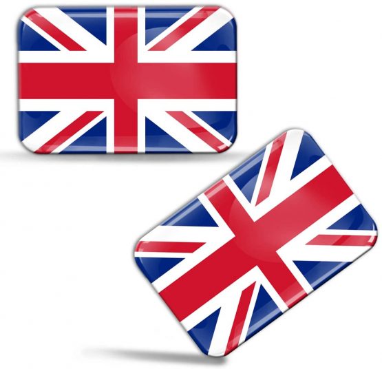 2 x 3D Domed Silicone Stickers Decals UK Union Jack National United Kingdom Great Britain Flag Car Motorcycle Helmet F 32