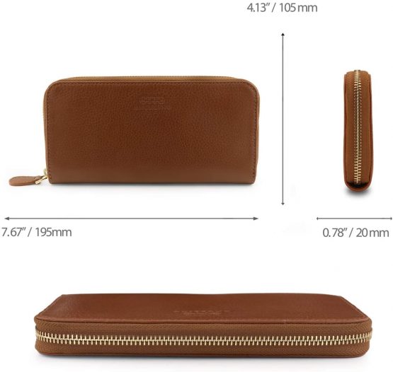 Otto Angelino Genuine Leather Zippered Clutch Purse with Phone Compatible Slots Wallet - Image 4