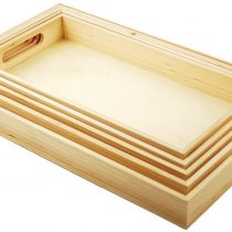Multicraft Imports Paintable Wooden Trays W/Handles 5 kg-6.625-inch x 13-inch to 10 x 16.125-inch, 6.625"x13"to 10.25"x16.125", Оne Расk