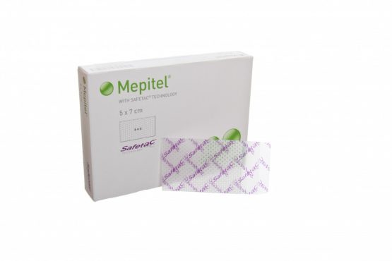 Mepitel ME290500 Soft Silicone Wound Contact Layer with Safetac Technology, 5 cm Width, 7 cm Length (Pack of 5)