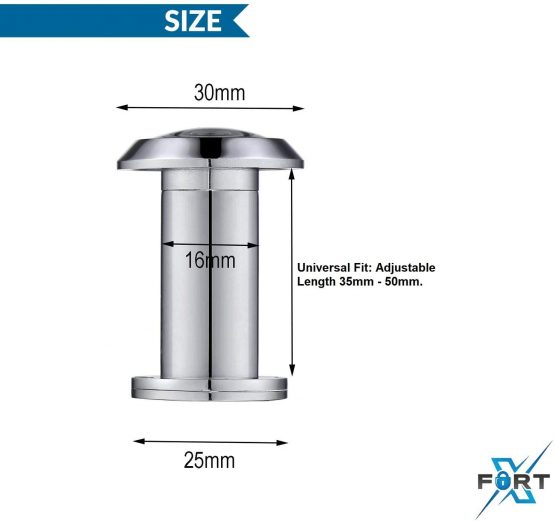 XFORT® Polished Chrome Door Viewer, Wide Angle Door Spy Hole, Security Spy Hole for Front Door, Peep Holes for Doors, Door Peephole, Peep Hole, Door Spyhole, Door Viewers for Safety. - Image 4