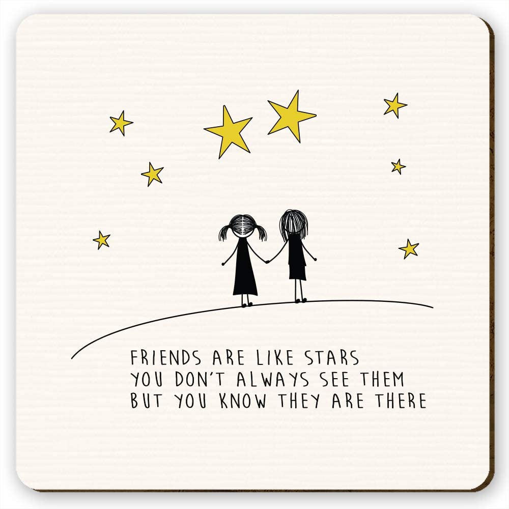 Dorothy Spring Friends Are Like Stars Wooden Coaster Cork Base Inspirational Friendship Drink Coaster Gift