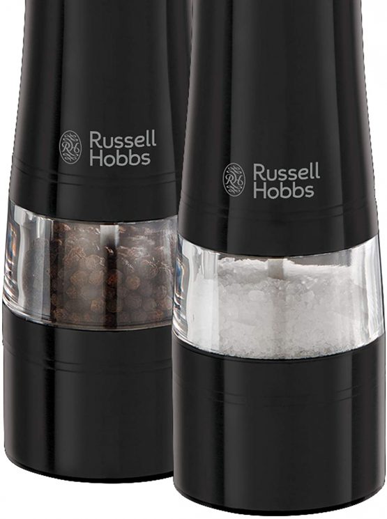 Russell Hobbs 28010-56 Electric Salt and Pepper Mill Set, Adjustable Grinder – Black Metal - Image 2