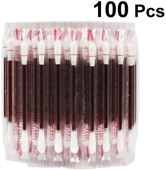 Healifty Disposable Wound Cotton Swab Disinfection Iodophor Cotton Stick for Infant Kids - Image 2