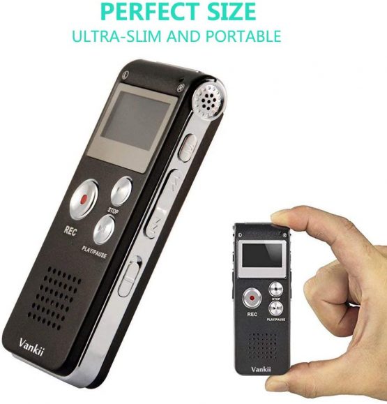 Vankii Digital Voice Activated Recorder, 8GB HD Sound Audio Recorder for Lectures/Meetings/Interviews/Class, USB, MP3,Rechargeable,Double Microphone,Portable Mini Dictaphone (Black) - Image 4
