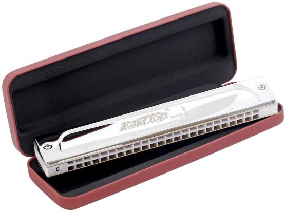 East top Tremolo Harmonica 24 Holes Professional Tremolo Harmonica in C, T2406S Mouth Organ 24 hole harmonica for Adults, Professional Players and Students