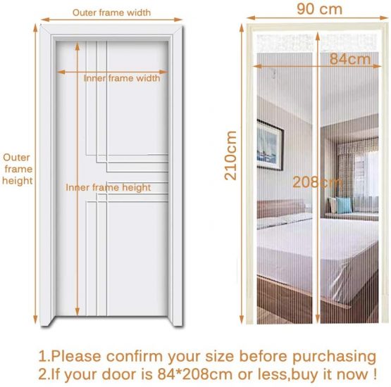 Fly Screen Door,Magnetic Fly Insect Screen Door Screen Mesh Curtain Fits Door Up to 90 x 210cm (White Lace) - Image 3